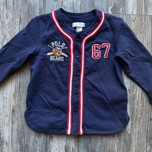 Vintage Ralph Lauren Long Sleeve Button Down Baseball Polo Bears Shirt 24 Months